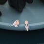 Sterling Silver Robin Bird And Tulip Stud Earrings, thumbnail 1 of 7