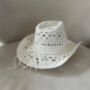 Bride To Be Pearl And Straw Cowboy Theme Hen Party Hat, thumbnail 2 of 2