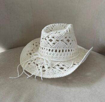 Bride To Be Pearl And Straw Cowboy Theme Hen Party Hat, 2 of 2