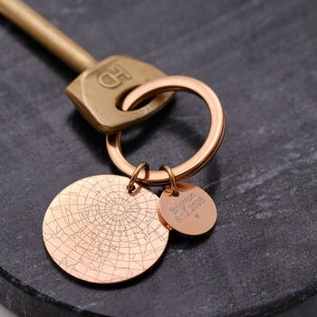 Star Map Memorable Date Black Steel Keyring, 8 of 12