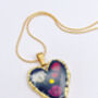 Real Flowers Black Heart Necklace Small Hand Made, thumbnail 2 of 10