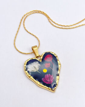 Real Flowers Black Heart Necklace Small Hand Made, 2 of 10