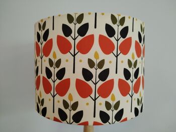 Tree Leaf Lampshade Retro Leaves Pattern Terracotta Orange Cotton Handmade Fabric Drum Table Floor Or Ceiling Pendant Lamp Shade, 3 of 7