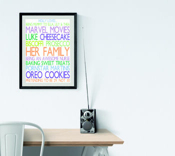 Personalised 'Favourite Things' Framed Print: Pastels, 5 of 6