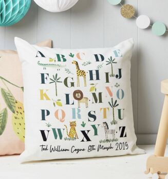Personalised Safari Animals Alphabet Cushion Cover, 3 of 4