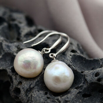 Baroque Pearl Sterling Silver Hook Earrings, 12 of 12