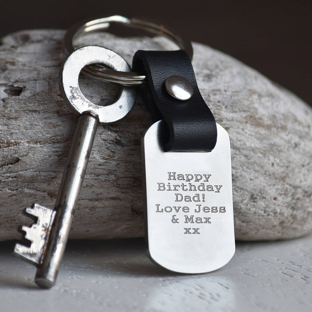 dad definition leather and steel keyring by hold upon heart