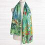 Water Lilies By Monet And Klimt Flower Garden Reversible Silk Blend Scarf, thumbnail 2 of 11