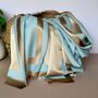 Silky Blue And Gold Border Reversible Scarf, thumbnail 1 of 9