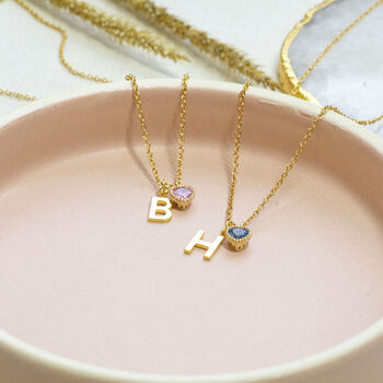 Personalised Heart Birthstone Charm Necklace, 7 of 11