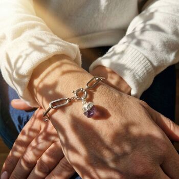 Silver Paperclip Link Bracelet Rhodium Filled, 2 of 3