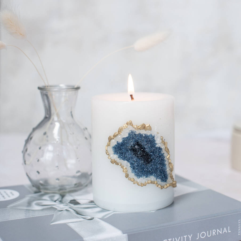 Sapphire Blue Geode Candle, 1 of 6