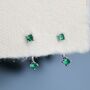 Sterling Silver Double Emerald Green Cz Ear Jacket, thumbnail 3 of 11