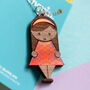 Acrylic And Walnut Retro Girl Statement Necklace, thumbnail 1 of 3