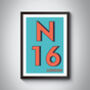 N16 Stoke Newington London Postcode Typography Print, thumbnail 3 of 11