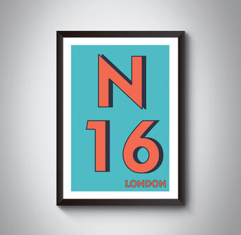 N16 Stoke Newington London Postcode Typography Print, 3 of 11