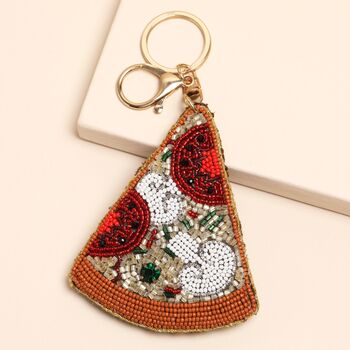Beaded Pizza Keyring And Bag Charm, 2 of 4