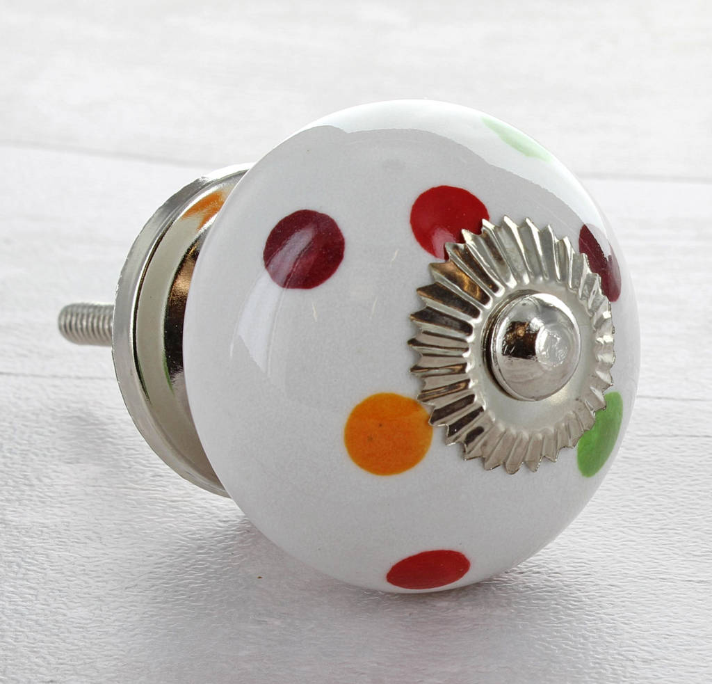 Multi Coloured Polka Dot Cupboard Knob Drawer Handle By G Decor