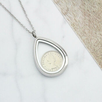 1963 60th Birthday Sixpence Teardrop Necklace, 7 of 10