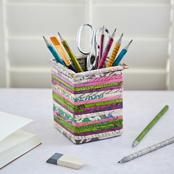 Recycled Newspaper Square Pencil Holder, 5 of 12