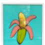 Banana Split, Gold Leaf Reverse Painted On Glass, thumbnail 1 of 5