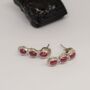 Red Ruby Silver Stud Earrings Set, thumbnail 1 of 7