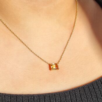 Citrine Necklace In Sterling Silver And Gold Vermeil, 2 of 9