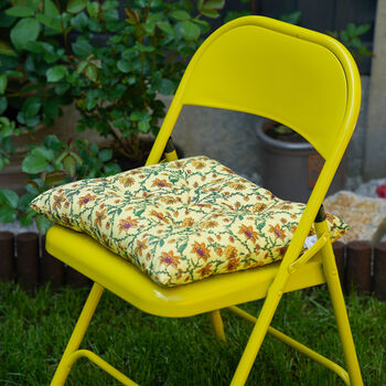 Bahar Floral Seat Pad In Yellow, 2 of 4