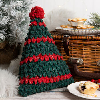 Bobble Christmas Tree Cushion Intermediate Knitting Kit, 2 of 8