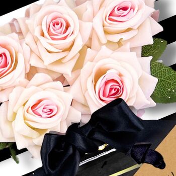 Personalised Perfumed 80th Luxury Birthday Card For Her With Five Everlasting Blush Roses, 3 of 11