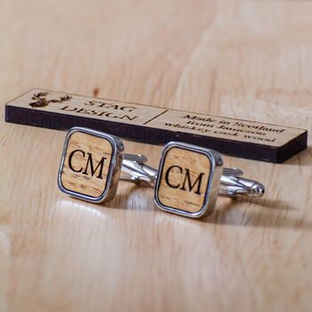 Personalised Square Whisky Wood Cufflinks, 5 of 7
