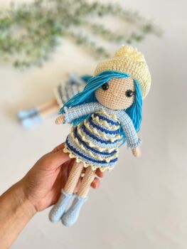 Handmade Pink Hair Crochet Doll With A Hat, 5 of 12