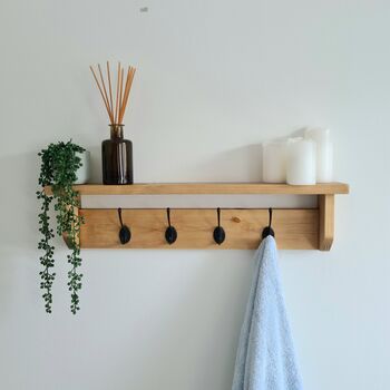 Wooden Coat Rack With Hanging Hooks And Shelf, 3 of 11