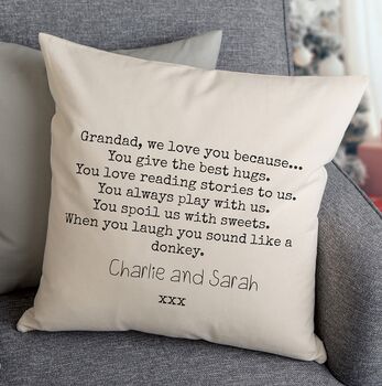 Personalised 'We Love You Grandad' Cushion, 3 of 3