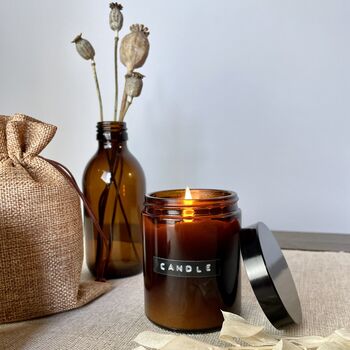 Personalised Sustainable Amber Glass Candle, 3 of 3