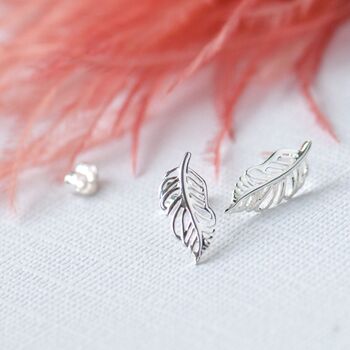Dancing Feather Sterling Silver Stud Earrings, 2 of 10