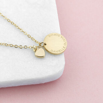 Personalised Heart And Disc Family Necklace, 4 of 8