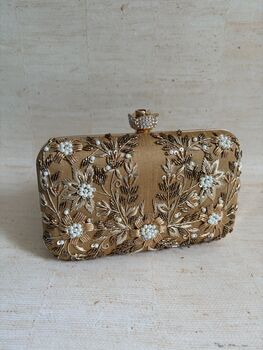 Gold Embroidered Rectangular Clutch Bag, 3 of 11