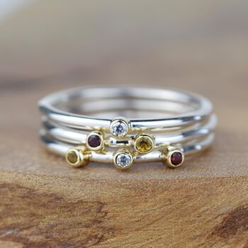 Custom Two Birthstone Stacking Ring, 3 of 10