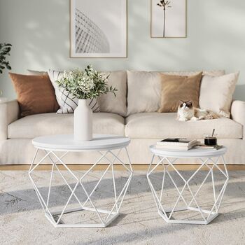 Set Of Two Coffee Tables Removable Tabletop Steel Frame, 2 of 12