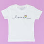 'Love Is A Rainbow' Kids Rainbow Heart T Shirt, thumbnail 4 of 4
