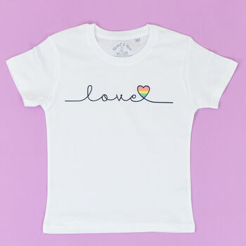 'Love Is A Rainbow' Kids Rainbow Heart T Shirt, 4 of 4