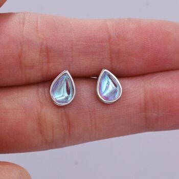 Simple Sterling Silver Droplet Moonstone Stud Earrings, 5 of 12