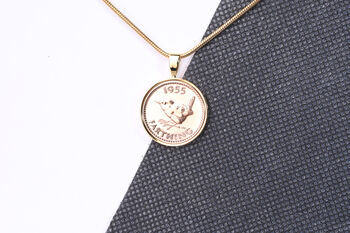 1955 70th Birthday Farthing Coin Pendant Gift, 2 of 5