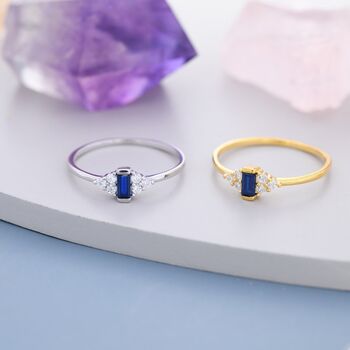 Sterling Silver Vintage Inspired Sapphire Blue Cz Ring, 3 of 12