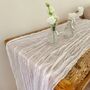 White Blue Crinkled Cheesecloth Wedding Table Runner 3m, thumbnail 1 of 4