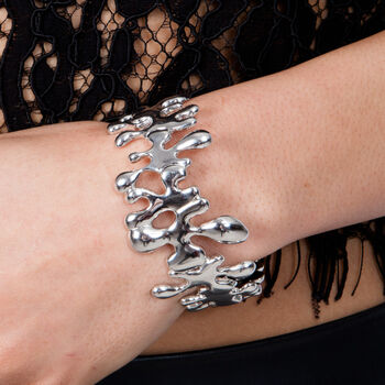 Solid Sterling Silver Splash Hinged Bangle, 10 of 12