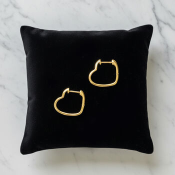 Women's Small Heart Hoop Earrings In Gold, Minimalist Jewellery, 2 of 5