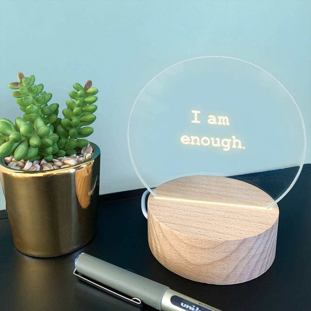 Personalised 'I Am Enough' Mini Desk Lamp, 1 of 3