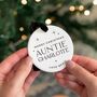 Personalised Ceramic Christmas Bauble For Auntie Or Uncle, thumbnail 1 of 10